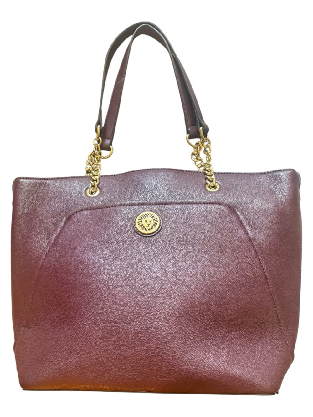 Anne Klein Burgundy Faux Leather Tote with Gold Hardware- great condition